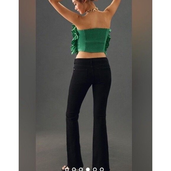 Pilcro Black Icon Flare Patch Pocket Mid Rise Jeans Size 25 - Picture 2 of 10